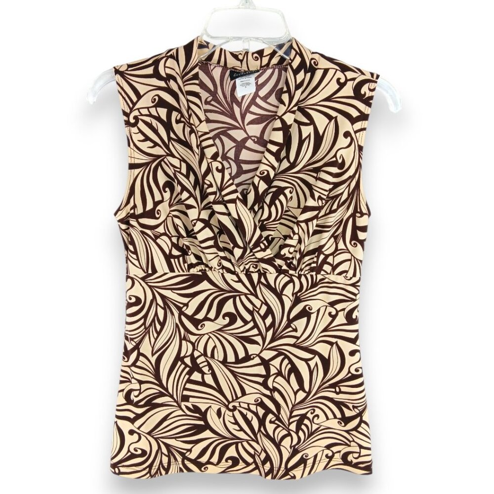 JK LA-Women's Top-Shawl Collar Sleeveless-Size S-Brown-Tan-Office-Work-Casual